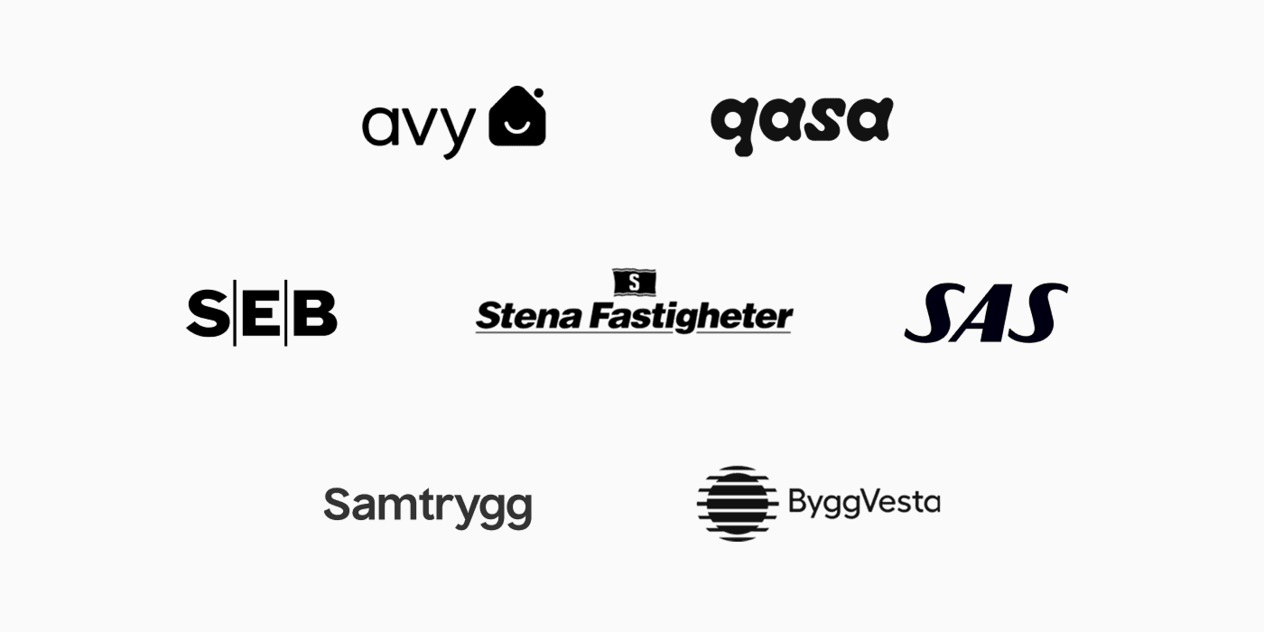 Avy, Qasa, SEB, Stena Fastigheter, SAS, Samtrygg, ByggVesta