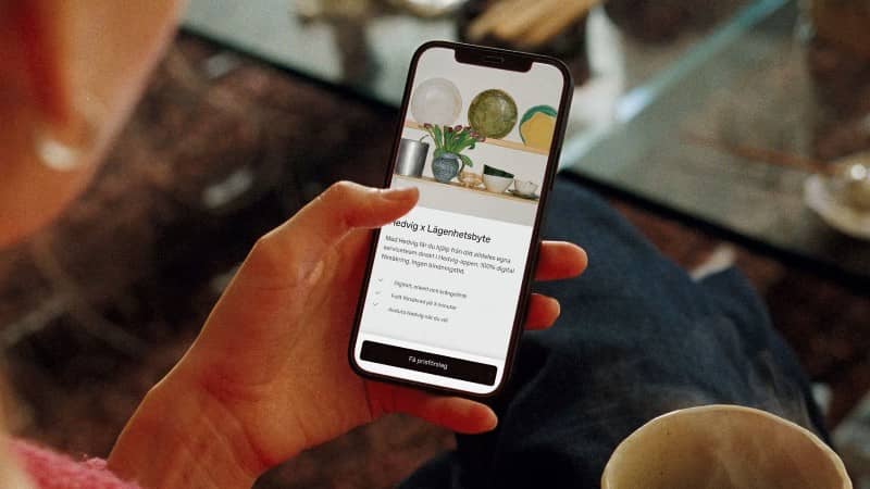 Hedvig widget för lägenhetsbyte i mobilen.